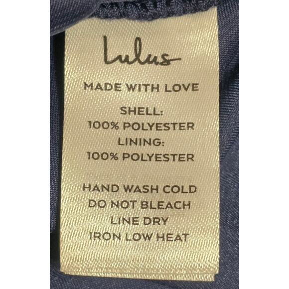 Lulus So Splendid Navy Blue Satin Long Sleeve Wrap Dress XS - Picture 6 of 9